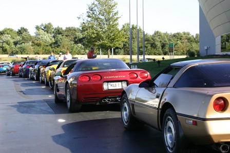 cars lined up to leave